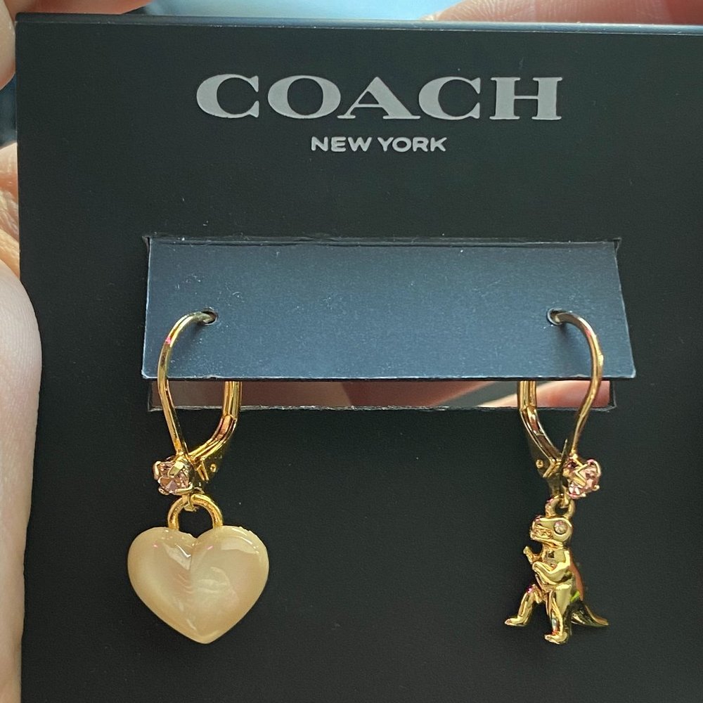 NWT Coach Heart And Rexy Mismatch Earrings